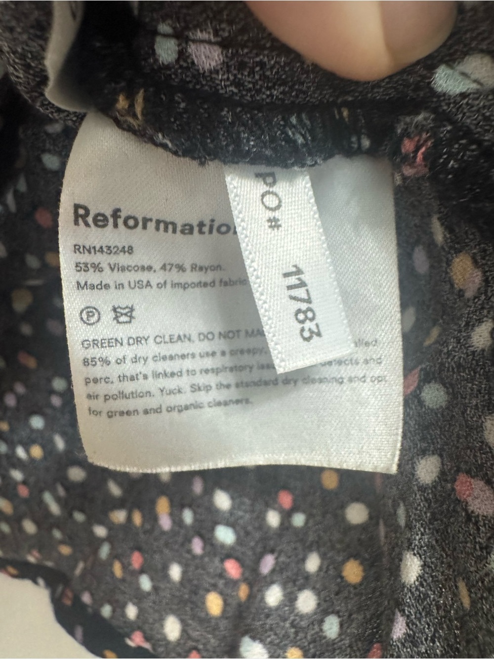 Reformation Confetti Flounce Mini Skirt Black Multicolor Polka Dot Size 0 EUC - Picture 5 of 6